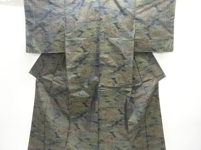 JAPANESE KIMONO / DORO OSHIMA TSUMUGI / UNUSED / WOVEN FLORAL PLANTS